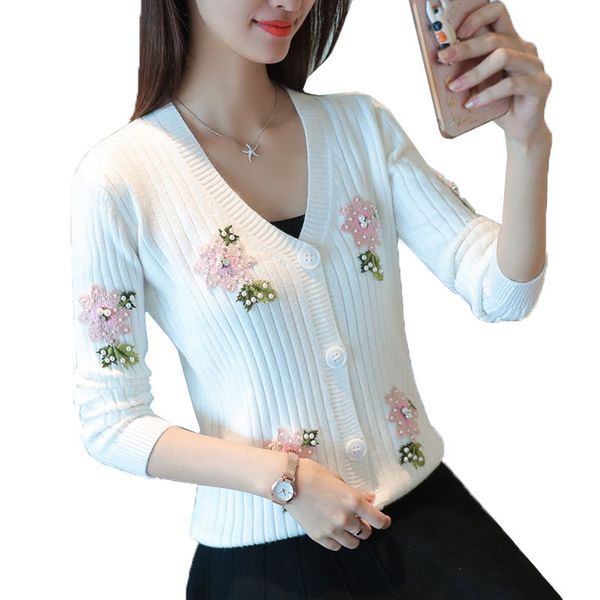 women's knitted or crocheted korean long sleeve sweet sweater casual cardigan bnpt, White;black
women's knitted or crocheted korean long sleeve sweet sweater casual cardigan bnpt, White;black