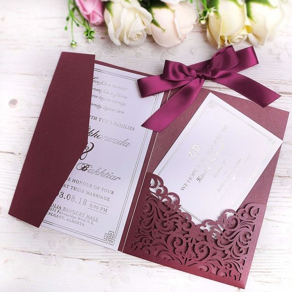 ponatia 20 pcs laser cut invitations card with burgundy ribbon for wedding bridal shower engagement birthday (burgundy
ponatia 20 pcs laser cut invitations card with burgundy ribbon for wedding bridal shower engagement birthday (burgundy