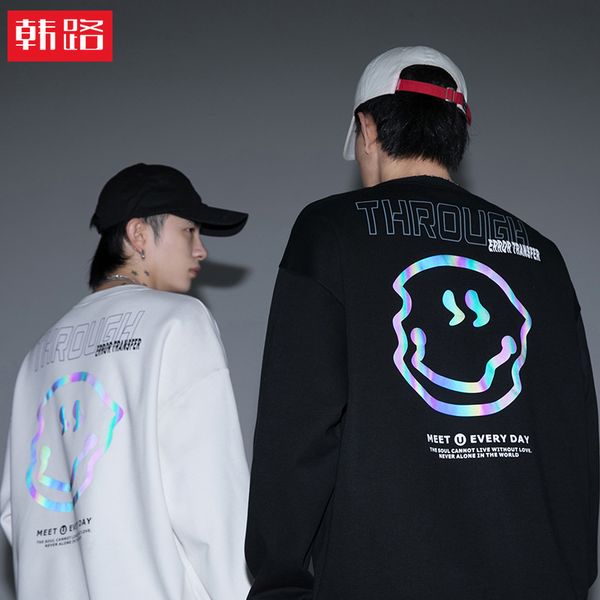 hanlu men's clothing mainly promotes new fashion brand sweater in autumn 2020, men's reflective smiling face printed top, Black
hanlu men's clothing mainly promotes new fashion brand sweater in autumn 2020, men's reflective smiling face printed top, Black