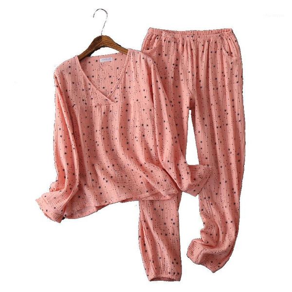 women's cotton crepe gauze long-sleeved pijama v-neck pyjamas women full length pajamas loungewear sleepwear pink home clothes1, Black;red
women's cotton crepe gauze long-sleeved pijama v-neck pyjamas women full length pajamas loungewear sleepwear pink home clothes1, Black;red