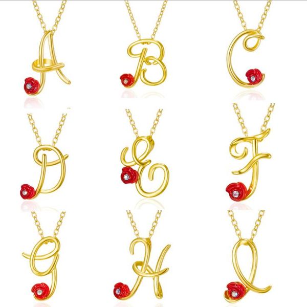 red rose 26 letter necklace new personality retro english letter necklace fashion jewelry gd1017, Silver
red rose 26 letter necklace new personality retro english letter necklace fashion jewelry gd1017, Silver