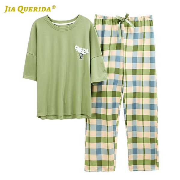 spring crew neck plus size woman clothes pajamas for women pjs women sleepwear short sleeve plaid pants homesuit homeclothes y200708, Black;red
spring crew neck plus size woman clothes pajamas for women pjs women sleepwear short sleeve plaid pants homesuit homeclothes y200708, Black;red