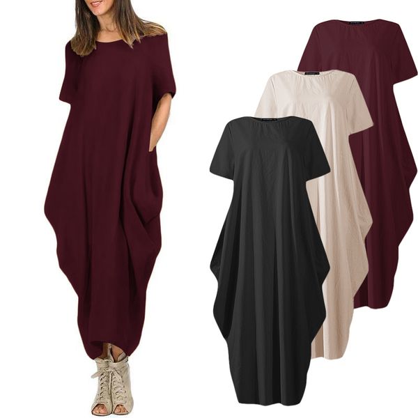 zanzea 2020 summer sundress fashion women's baggy maxi dress casual short sleeve solid vestidos female cotton robe plus size y0118, Black;gray
zanzea 2020 summer sundress fashion women's baggy maxi dress casual short sleeve solid vestidos female cotton robe plus size y0118, Black;gray
