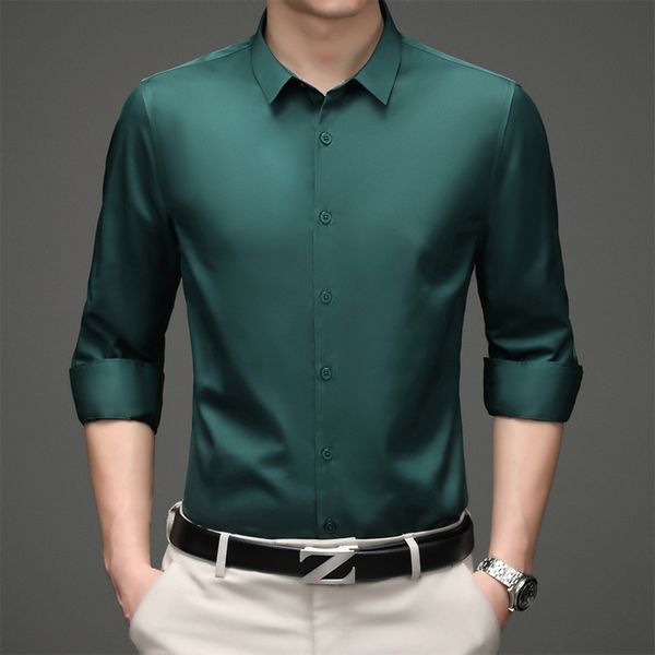 busins men's no iron solid color korean slim gloss breathable stretch long sve shirt for men, White;black
busins men's no iron solid color korean slim gloss breathable stretch long sve shirt for men, White;black