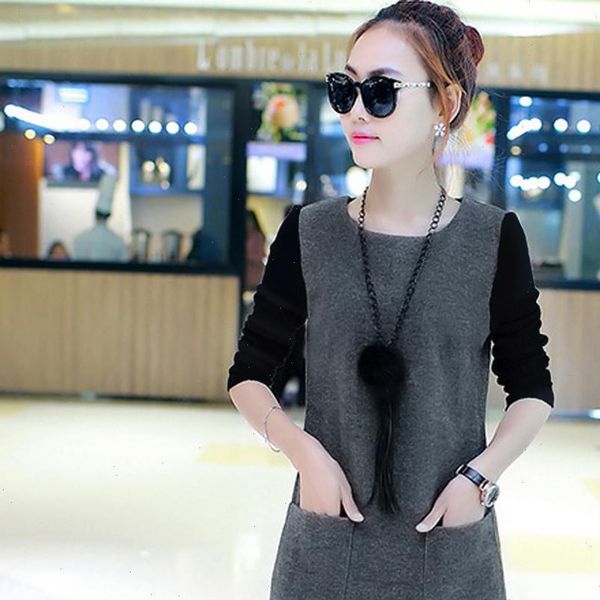 women loose long sleeve splice pocket o neck plus velvet padded dress 2021 solid plus size winter mini dress mujer dz, Black;gray
women loose long sleeve splice pocket o neck plus velvet padded dress 2021 solid plus size winter mini dress mujer dz, Black;gray