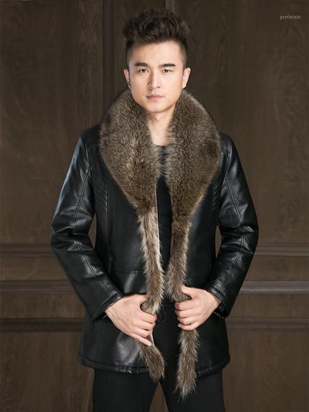 men's fur & faux 2021 men leather jacket sheepskin winter coat mens suede jackets thicken raccoon collar1, Black
men's fur & faux 2021 men leather jacket sheepskin winter coat mens suede jackets thicken raccoon collar1, Black
