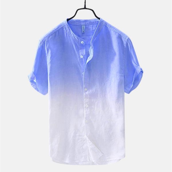 summer casual shirt short sleeve men's cool and thin breathable collar hanging dyed gradient cotton shirt beach blouse, White;black
summer casual shirt short sleeve men's cool and thin breathable collar hanging dyed gradient cotton shirt beach blouse, White;black