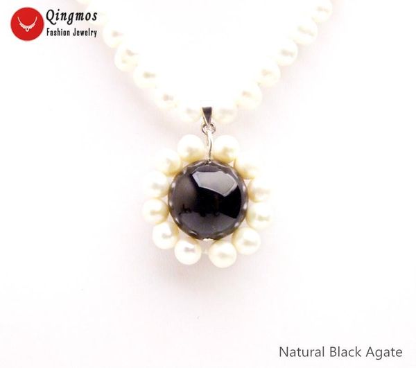 pendant necklaces qingmos fashion natural pearl necklace for women with 6-7mm white & 18mm black agates jewelry 17" nec6527, Silver
pendant necklaces qingmos fashion natural pearl necklace for women with 6-7mm white & 18mm black agates jewelry 17" nec6527, Silver