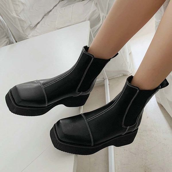was 2021 square med heel plutonium leather shoes women's toe round foot platform ankle boots slide in fashion ladies pumps big 34-43, Black
was 2021 square med heel plutonium leather shoes women's toe round foot platform ankle boots slide in fashion ladies pumps big 34-43, Black