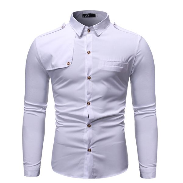 spring and autumn long sleeve base men's casual shoulder splicing lapel shirt, White;black
spring and autumn long sleeve base men's casual shoulder splicing lapel shirt, White;black