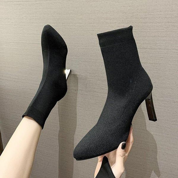 boots black khaki knitted elastic socks thick high heel ankle women pointed toe elegant short booties for ladies q11-60
boots black khaki knitted elastic socks thick high heel ankle women pointed toe elegant short booties for ladies q11-60