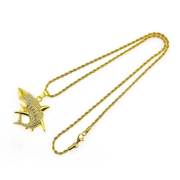2020 high end brand designer necklace western new hip megalodon pendant diamond pendant, Black
2020 high end brand designer necklace western new hip megalodon pendant diamond pendant, Black