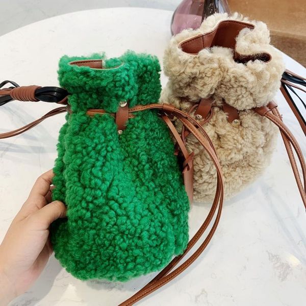 Winter Real Sheepskin Shearling bucket handbag beige string bag spring Fluffy Fur lamb wool crossbody bag khaki
Winter Real Sheepskin Shearling bucket handbag beige string bag spring Fluffy Fur lamb wool crossbody bag khaki
