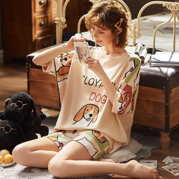 cotton pajamas sets women short sleeve cartoon pyjama girls short pants sleepwear loungewear homewear clothing1, Black;red
cotton pajamas sets women short sleeve cartoon pyjama girls short pants sleepwear loungewear homewear clothing1, Black;red