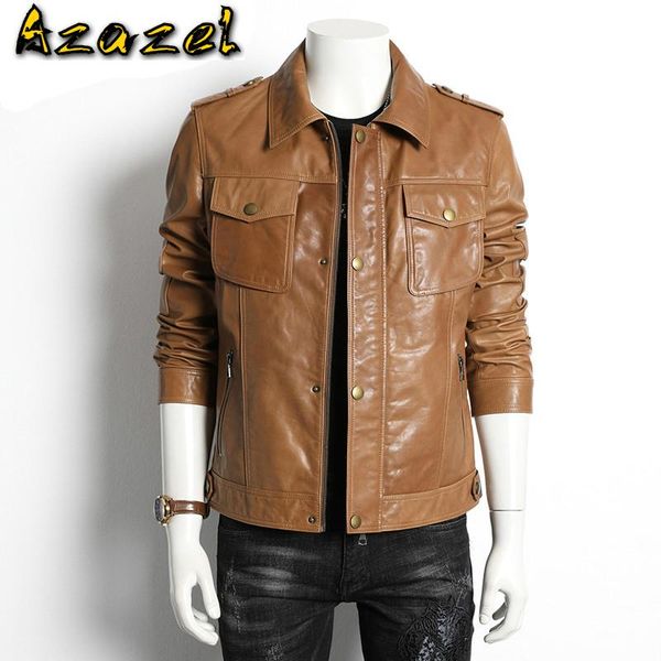 men's leather & faux azazel genuine jacket 100% real cow coat spring autumn vintage biker motorcycle slim 1435 kj4029, Black
men's leather & faux azazel genuine jacket 100% real cow coat spring autumn vintage biker motorcycle slim 1435 kj4029, Black