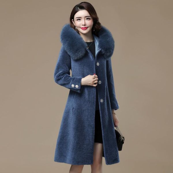 women's fur & faux winter wool coat collar hooded female jacket elegant mid-length slim coats women sheep shearing femme, Black
women's fur & faux winter wool coat collar hooded female jacket elegant mid-length slim coats women sheep shearing femme, Black