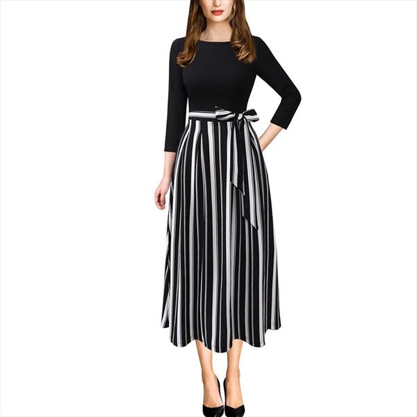 women autumn elegant vintage floral striped check pockets belted work office business party flare a line midi dress 1283, Black;gray
women autumn elegant vintage floral striped check pockets belted work office business party flare a line midi dress 1283, Black;gray