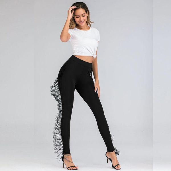 women's leggings fashion tassel black ankle-length solid color pants novel bottom trousers
women's leggings fashion tassel black ankle-length solid color pants novel bottom trousers