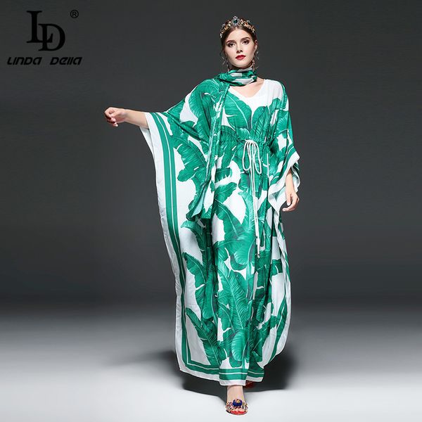 runway fashion designer maxi dress women's batwing sleeve green palm leaf floral print loose casual long dress lj200824, Black;gray
runway fashion designer maxi dress women's batwing sleeve green palm leaf floral print loose casual long dress lj200824, Black;gray