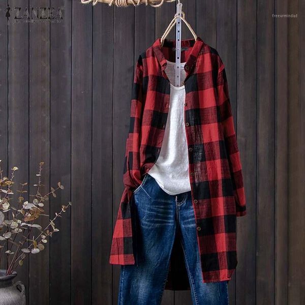 women's blouses & shirts women's check blouse 2021 zanzea vintage autumn casual long sleeve blusas female button chemise oversize, White
women's blouses & shirts women's check blouse 2021 zanzea vintage autumn casual long sleeve blusas female button chemise oversize, White