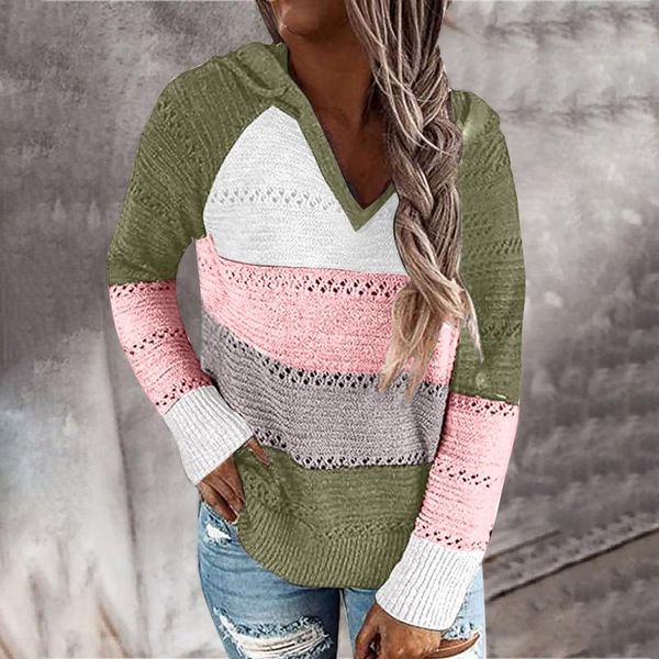 women's sweaters spring women patchwork hooded sweater long sleeve v-neck knitted casual striped pullover jumpers 2021 female hoodies, White;black
women's sweaters spring women patchwork hooded sweater long sleeve v-neck knitted casual striped pullover jumpers 2021 female hoodies, White;black