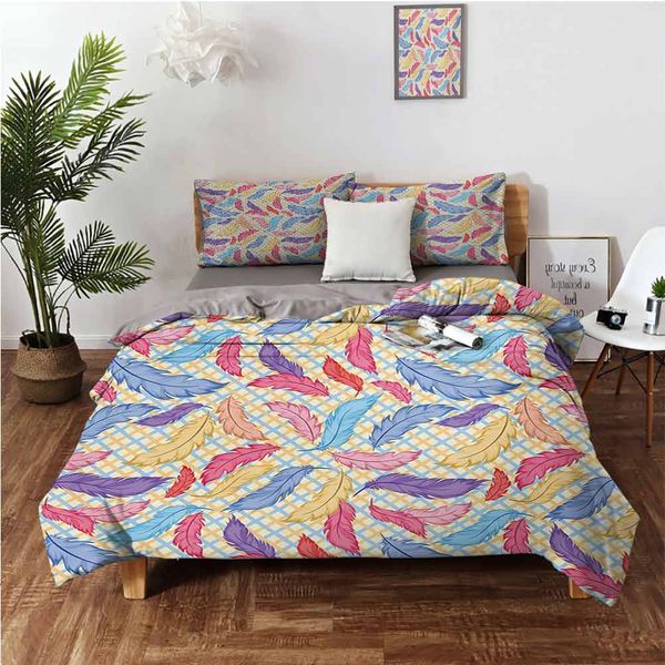 different vane feather figures types on a square shape striped backdrop printbedding 3-piece set 
different vane feather figures types on a square shape striped backdrop printbedding 3-piece set