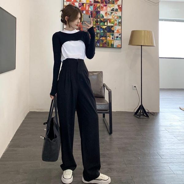 women's pants & capris autumn and winter 2021, women's hong kong style pure color wide leg pants, loose sports high waistline feel, Black;white
women's pants & capris autumn and winter 2021, women's hong kong style pure color wide leg pants, loose sports high waistline feel, Black;white