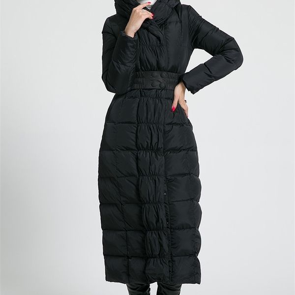 new womens winter long down jackets hooded belt big size black navy blue plus size thickening outerwear coats 201030
new womens winter long down jackets hooded belt big size black navy blue plus size thickening outerwear coats 201030