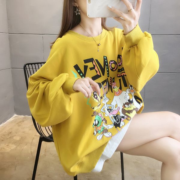 2021 autumn loosed from the long sleeve of female cartoons printed fake two-piece sweatshirt women's fashionable nightgown y730, Black
2021 autumn loosed from the long sleeve of female cartoons printed fake two-piece sweatshirt women's fashionable nightgown y730, Black