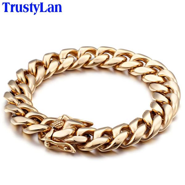 trustylan high polished yellow gold color miami cuban link chain bracelet men hip-hop style men's jewelry bracelets handsome man, Black
trustylan high polished yellow gold color miami cuban link chain bracelet men hip-hop style men's jewelry bracelets handsome man, Black