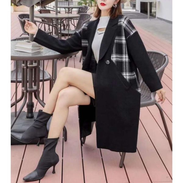 loose korean temperament mid-length women's coat for fall/winter 2020 new suit collar plaid stitching woolen coat, Black
loose korean temperament mid-length women's coat for fall/winter 2020 new suit collar plaid stitching woolen coat, Black