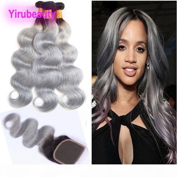 brazilian virgin hair 1b grey ombre hair 3 bundles with 4*4 lace closure 1b grey body wave human hair wefts with closure middle three free, Black;brown
brazilian virgin hair 1b grey ombre hair 3 bundles with 4*4 lace closure 1b grey body wave human hair wefts with closure middle three free, Black;brown