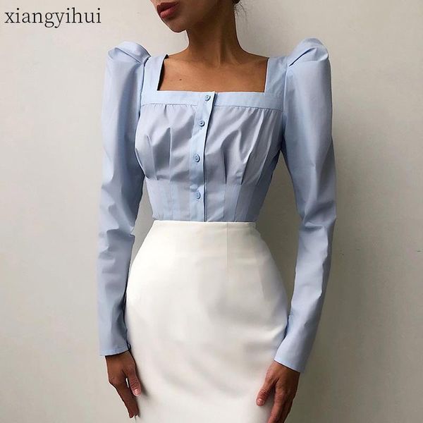 women's blouses & shirts vintage square collar puff sleeve button up shirt women casual blue black white female ladies slim autumn
women's blouses & shirts vintage square collar puff sleeve button up shirt women casual blue black white female ladies slim autumn