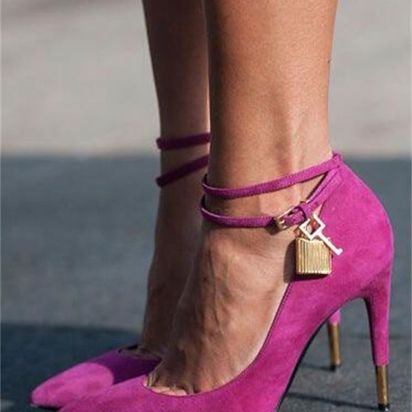 spring dark pink women's leather suede toe pumps double ankle buckles metal decoration ladies high heels stiletto party sd84, Black
spring dark pink women's leather suede toe pumps double ankle buckles metal decoration ladies high heels stiletto party sd84, Black