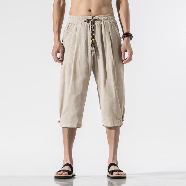 2020 men cotton linen pants summer mens casual harem pants male elastic waist vintage calf-length trousers m-5xl1, Black
2020 men cotton linen pants summer mens casual harem pants male elastic waist vintage calf-length trousers m-5xl1, Black