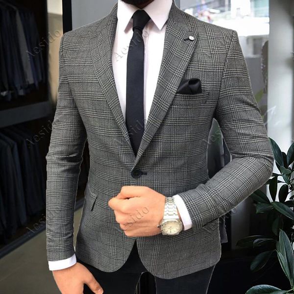 aesido men's business suits slim fit plaid wool blazer formal office jacket for wedding party 2021, White;black
aesido men's business suits slim fit plaid wool blazer formal office jacket for wedding party 2021, White;black