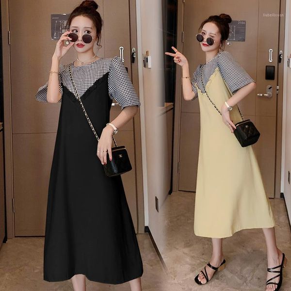 1133# maternity dress summer cotton striped short sleeve loose false two-piece dress for pregnant women mom1, White
1133# maternity dress summer cotton striped short sleeve loose false two-piece dress for pregnant women mom1, White