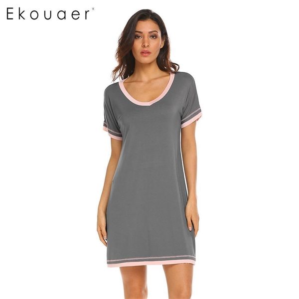 ekouaer women nightgown casual nightshirt v-neck night dress short sleeve patchwork loose female sleepwear chemise dress y200425, Black;red
ekouaer women nightgown casual nightshirt v-neck night dress short sleeve patchwork loose female sleepwear chemise dress y200425, Black;red