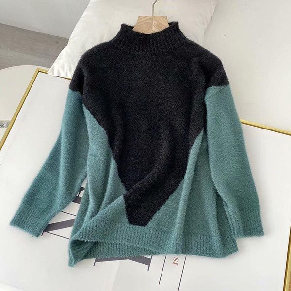 women's sweaters zcsmll turtleneck woman long sleeve patchwork colors loose big size 2021 autumn winter korea female sweater, White;black
women's sweaters zcsmll turtleneck woman long sleeve patchwork colors loose big size 2021 autumn winter korea female sweater, White;black