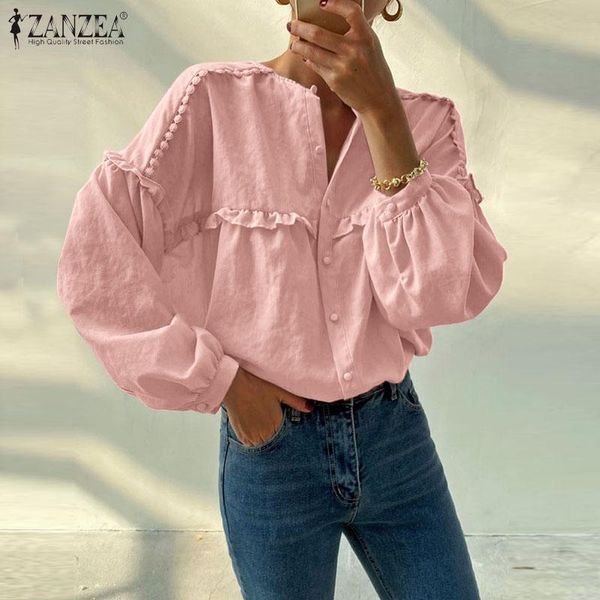 spring puff sleeve ruffled hem shirts zanzea women o neck casual loose fashion work retro blouse holiday blusa femininas, White
spring puff sleeve ruffled hem shirts zanzea women o neck casual loose fashion work retro blouse holiday blusa femininas, White