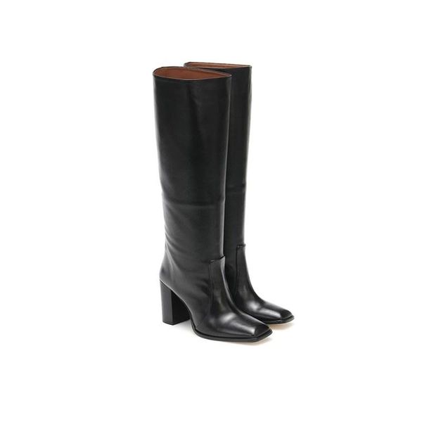 boots real cowhide black square toe large size women's shoes straight super high thick heel and knee for women
boots real cowhide black square toe large size women's shoes straight super high thick heel and knee for women