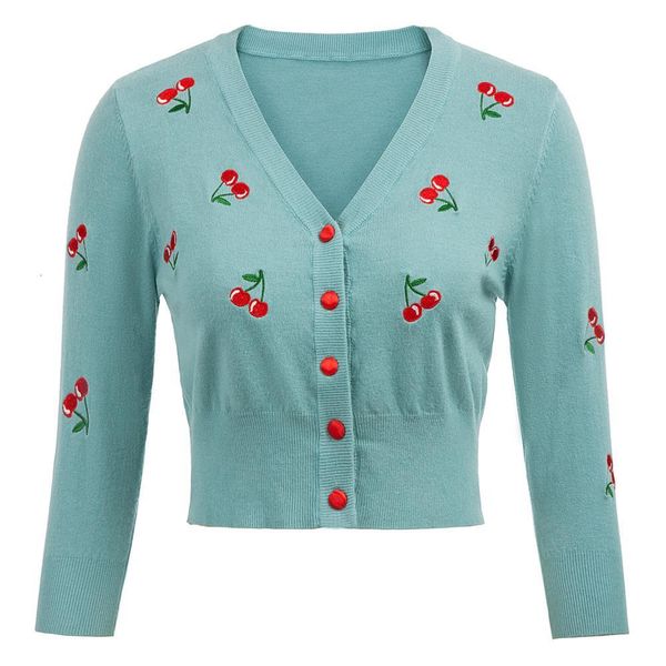 women vintage jackets cardigans autumn spring womens cherries embroidery 3/4 sleeve v-neck cropped knitting coat knitwear, Black;brown
women vintage jackets cardigans autumn spring womens cherries embroidery 3/4 sleeve v-neck cropped knitting coat knitwear, Black;brown