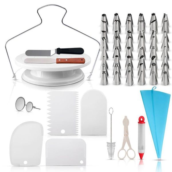 

baking & pastry tools 73pcs kitchen coupler tips piping bags equipment cake decorating kit professional turntable fondant icing spatula