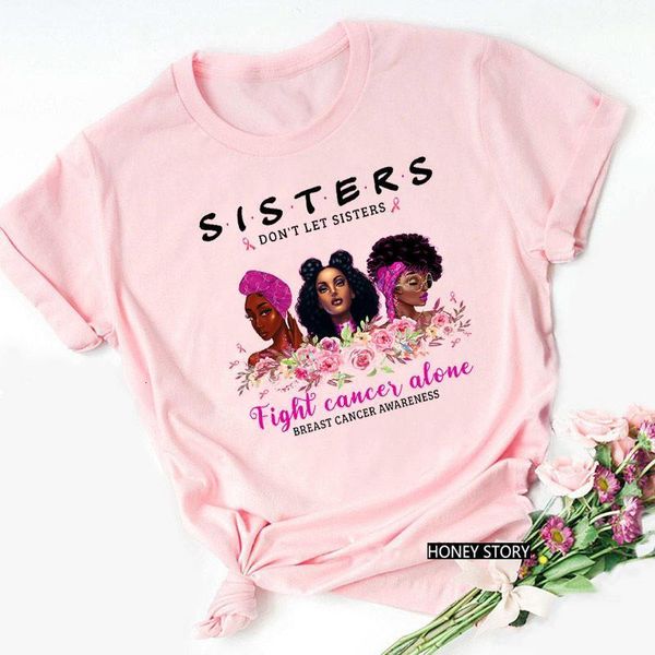 don't let sisters fight cancers alone letters print t-shirt women fashion melanin black girls shirt summer pink, White
don't let sisters fight cancers alone letters print t-shirt women fashion melanin black girls shirt summer pink, White