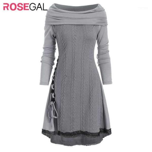

rosegal fashion winter sweaters lace up cowl neck guipure insert longline knitwear long sleeve autumn pullovers daily casual1, White;black
