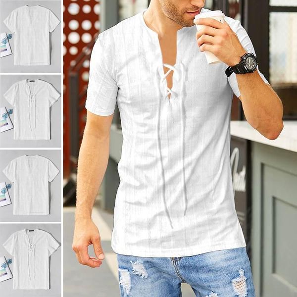 incerun summer men fashion streetwear shirt v neck solid short sleeve cotton slim lace up tunic shirts masculina casual camisa1, White;black
incerun summer men fashion streetwear shirt v neck solid short sleeve cotton slim lace up tunic shirts masculina casual camisa1, White;black