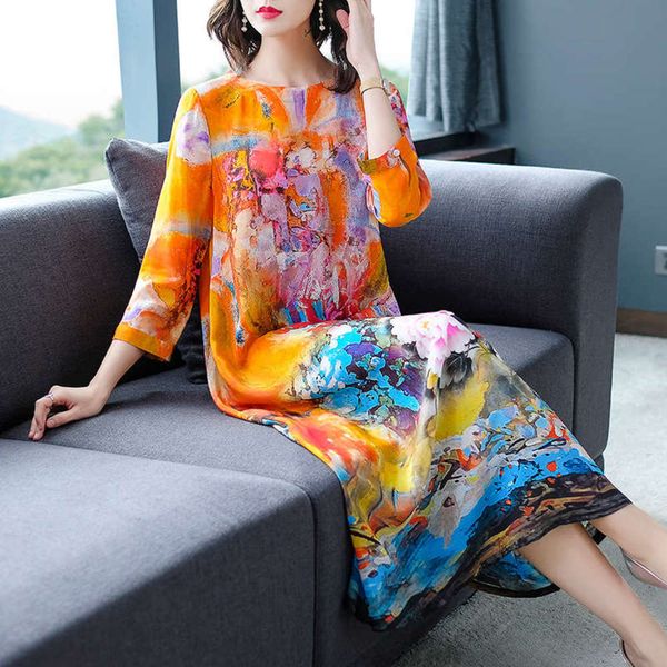 dress women's printed loose and silk slim spring 2019 new chinese style silk dress, White
dress women's printed loose and silk slim spring 2019 new chinese style silk dress, White