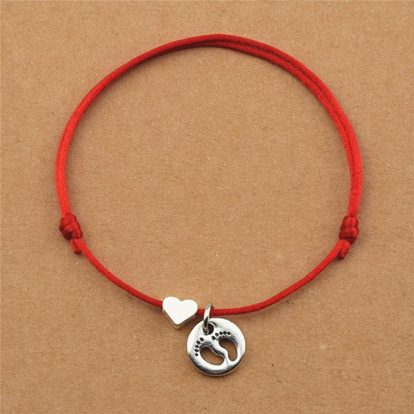 new handmade cute baby footprints charm heart shape red cord rope bracelets for women girls mother gifts baby foot jewelry, Golden;silver
new handmade cute baby footprints charm heart shape red cord rope bracelets for women girls mother gifts baby foot jewelry, Golden;silver