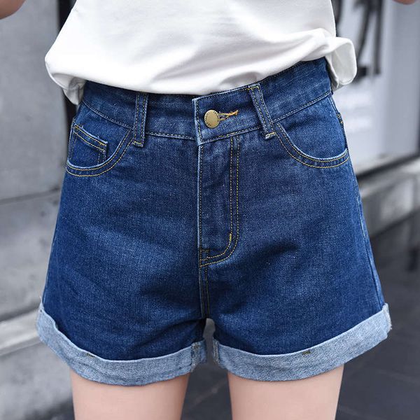 2020 korean loose hemmed denim shorts for women, Blue 
2020 korean loose hemmed denim shorts for women, Blue