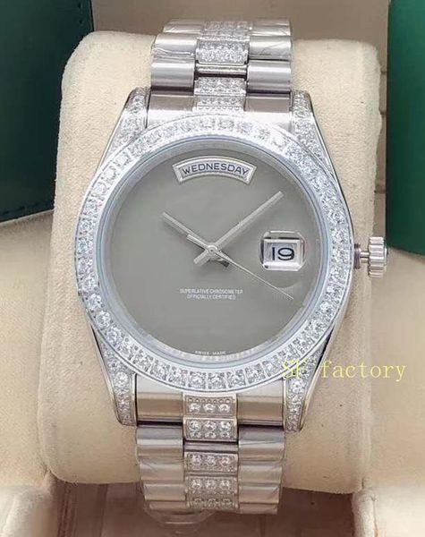 2022 new 41mm inlaid outer ring middle row diamond watch with automatic mechanical watch wordless dial male watches, Slivery;brown
2022 new 41mm inlaid outer ring middle row diamond watch with automatic mechanical watch wordless dial male watches, Slivery;brown
